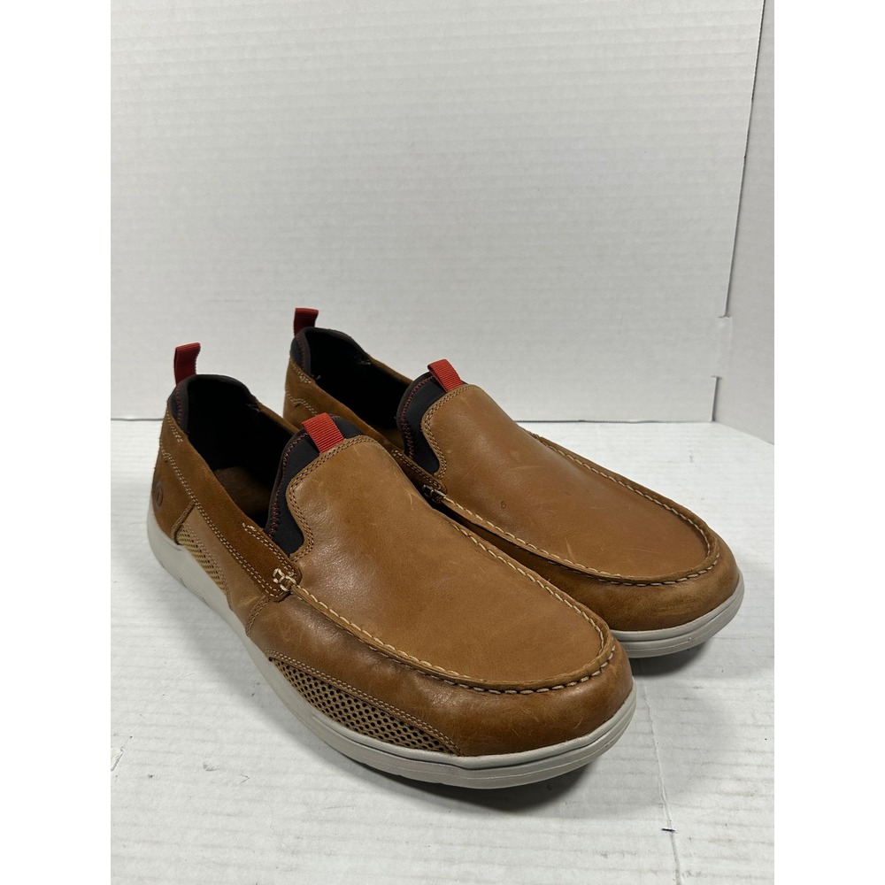 Dunham Fitsmart Mens Tan Leather SlipOn Boat Shoes Loafers CH9136 S: 14 2E Wide